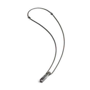 Halskette aus Edelstahl mit einem Larvikit-Stein - Tantum Grey